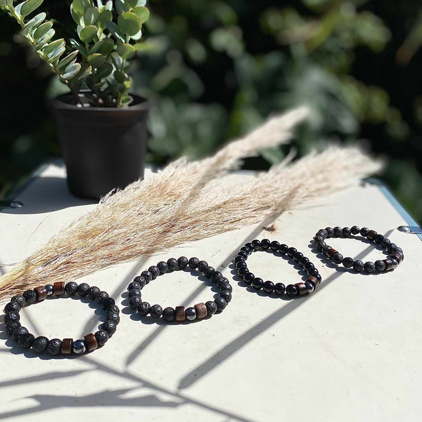 Volcanic Stone Bracelet Set of Four